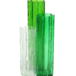 Flora Glass Green Vase Trio