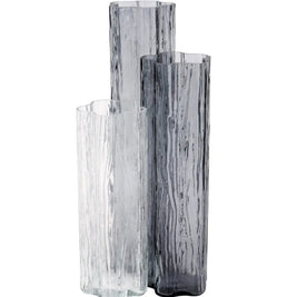 Flora Glass Gray Vase Trio