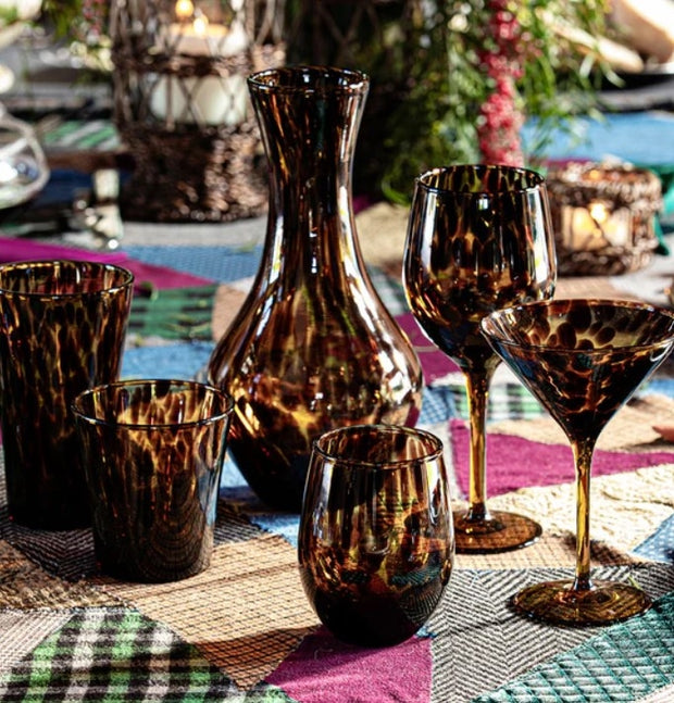 Puro Tortoiseshell Stemless Wine Glass Set/4