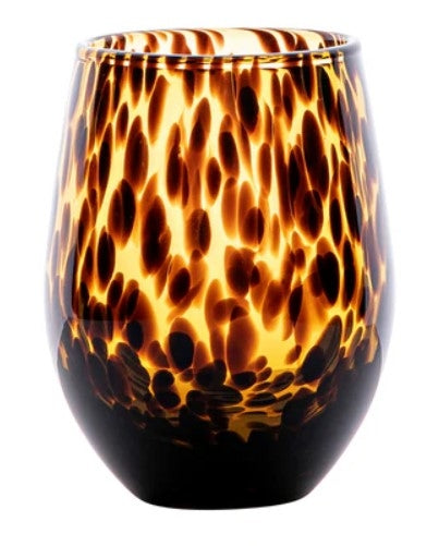 Puro Tortoiseshell Stemless Wine Glass Set/4