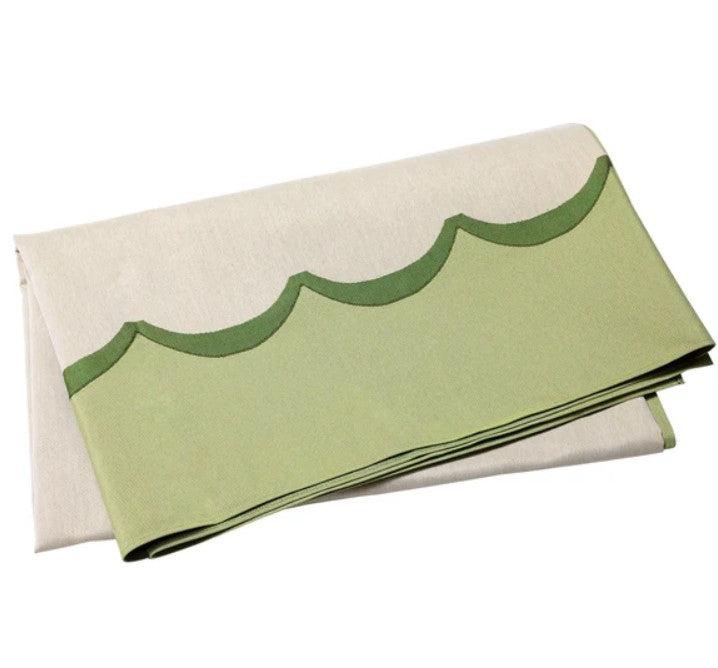 Tavola Green Scalloped Tablecloth