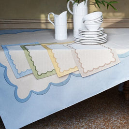 Tavola Blue Scalloped Tablecloth