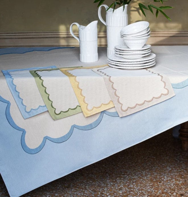 Tavola Blue Scalloped Tablecloth