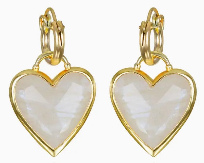 Framed Heart Huggies-Moonstone