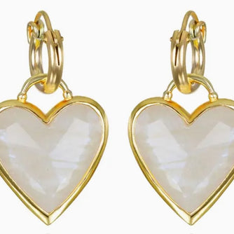 Framed Heart Huggies-Moonstone