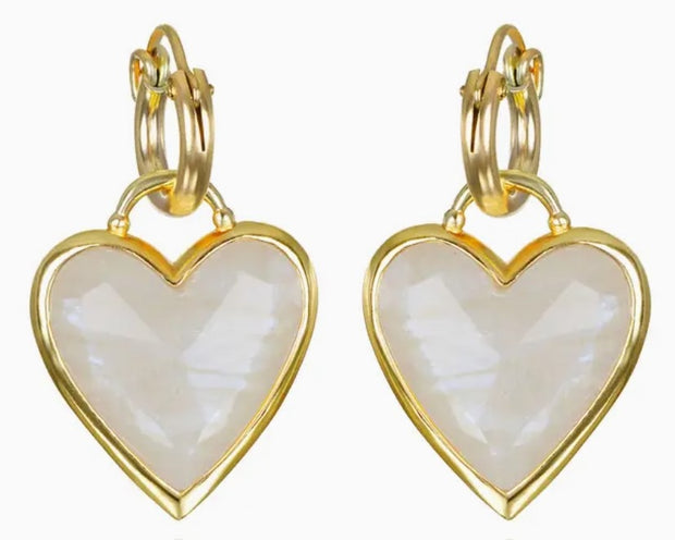 Framed Heart Huggies-Moonstone