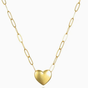 Paperclip Heart Necklace-Gold