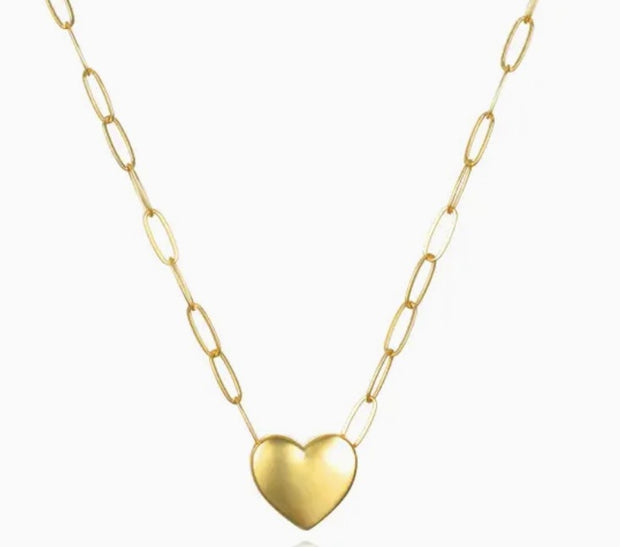 Paperclip Heart Necklace-Gold