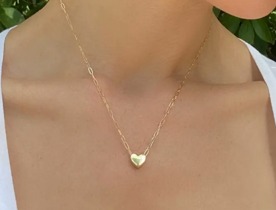 Paperclip Heart Necklace-Gold