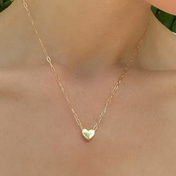 Paperclip Heart Necklace-Gold