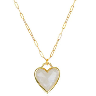 Paperclip Heart Necklace-Moonstone