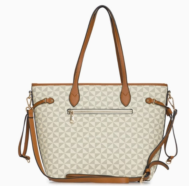 Two Tone Tote in Cream