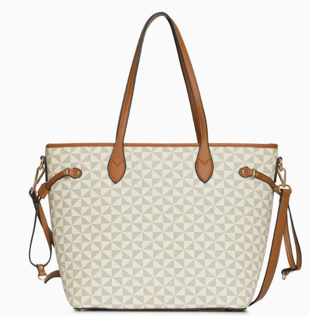 Two Tone Tote in Cream
