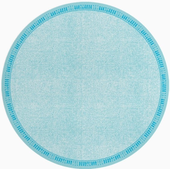 Aqua Round Ticking Boarder Vinyl Placemat Set/4