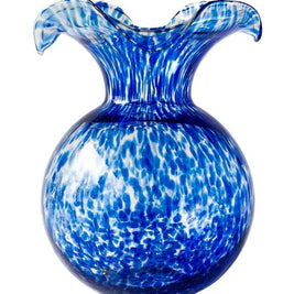 Hibiscus Large Glass Cobalt Tortoise Fluted Vase