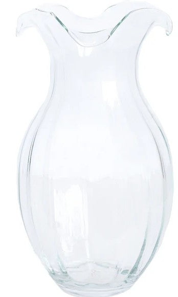 Hibiscus Glass Vertical Fluted Large Vase Clear