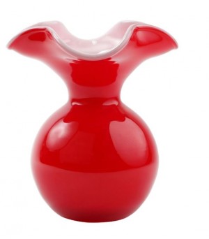 Hibiscus Medium Glass Red Fluted Vase