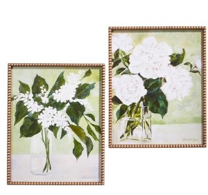 Set of 2 White Flowers in Vase Framed Prints