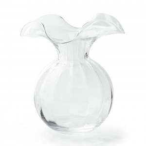 Hibiscus Clear Glass Medium Fluted Vase