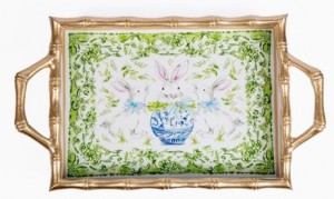 Bunny Trio Enameled  Chang Mai Tray