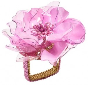 Gardenia Napkin Ring in Lilac Set/4
