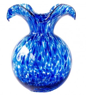 Hibiscus Medium Glass Cobalt Tortoise Fluted Vase