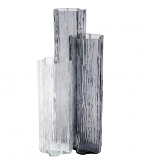 Flora Glass Gray Vase Trio