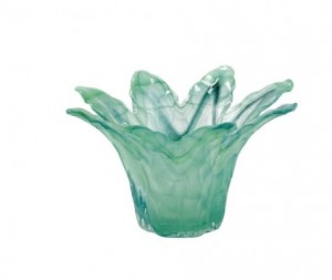 Onda Glass Green Small Leaf Centerpiece