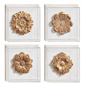 Set of 4 Embossed Medallion Acrylic Box Frame Wall Art