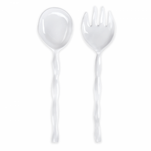 Ruffle White Salad Servers