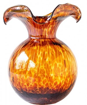 Hibiscus Medium Glass Brown Tortoise Fluted Vase