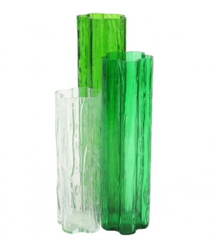 Flora Glass Green Vase Trio