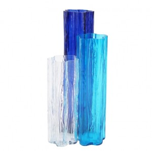 Flora Glass Blue Vase Trio