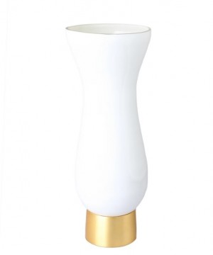 White Glass Vase with Gold Base